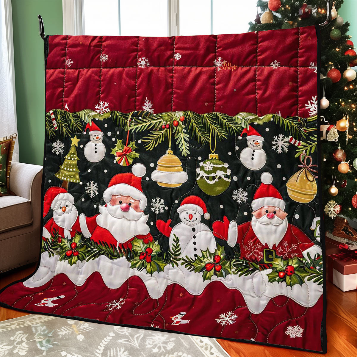 Santa Clause And Snowman WJ2308022CL Quilt