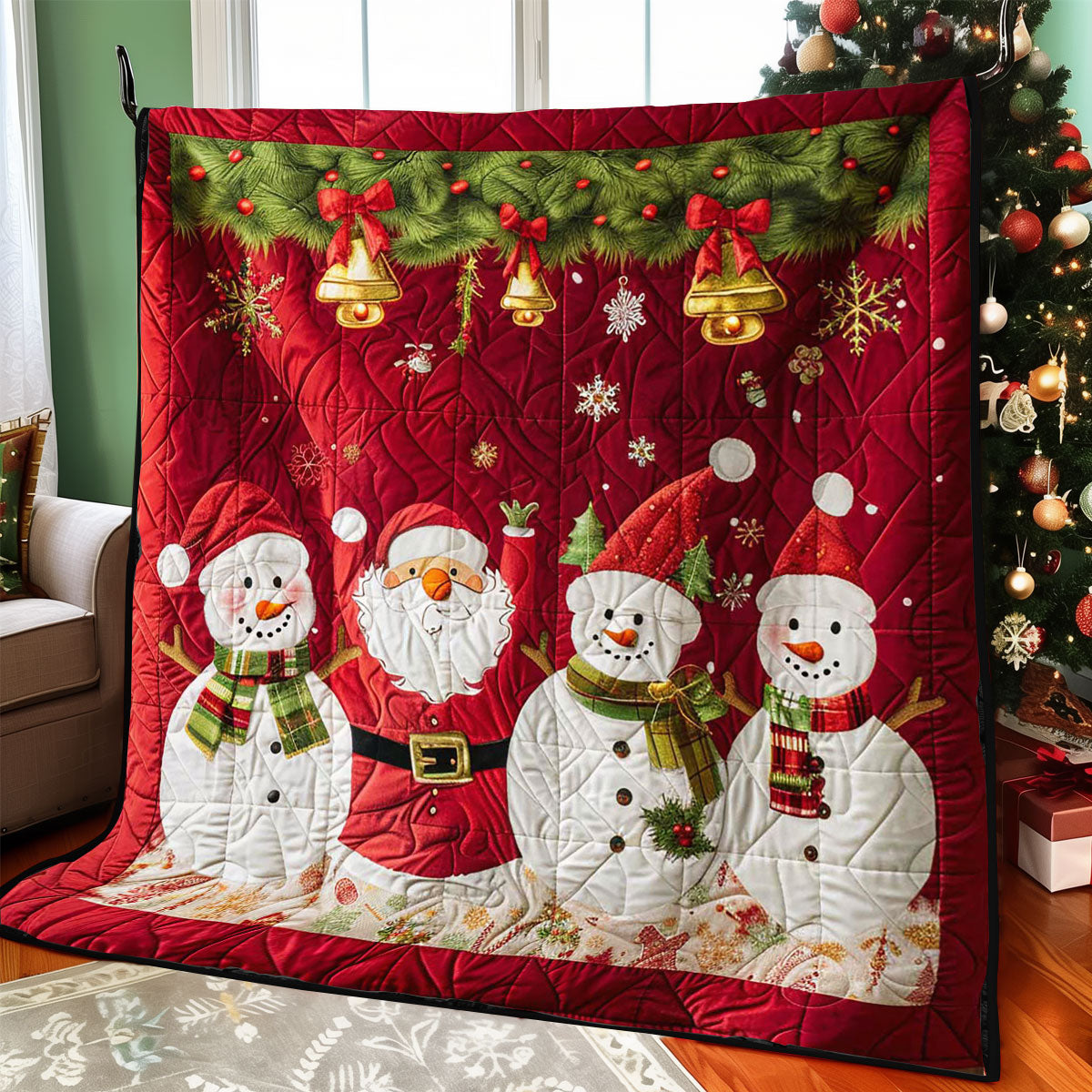 Santa Clause And Snowman WJ2308023CL Quilt