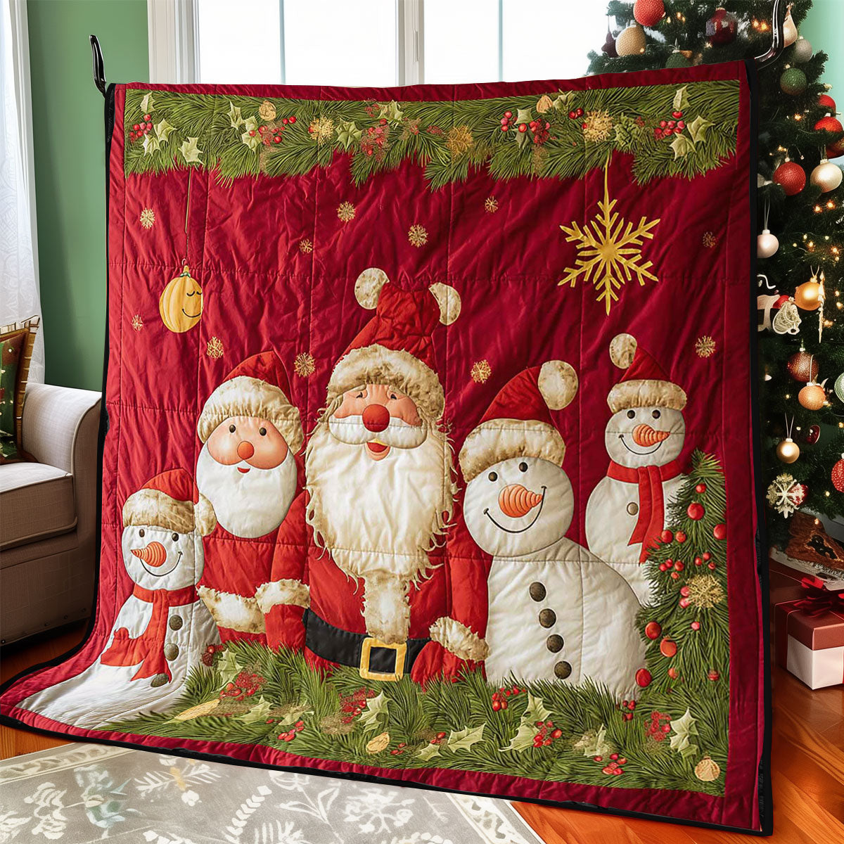 Santa Clause And Snowman WJ2608023CL Quilt