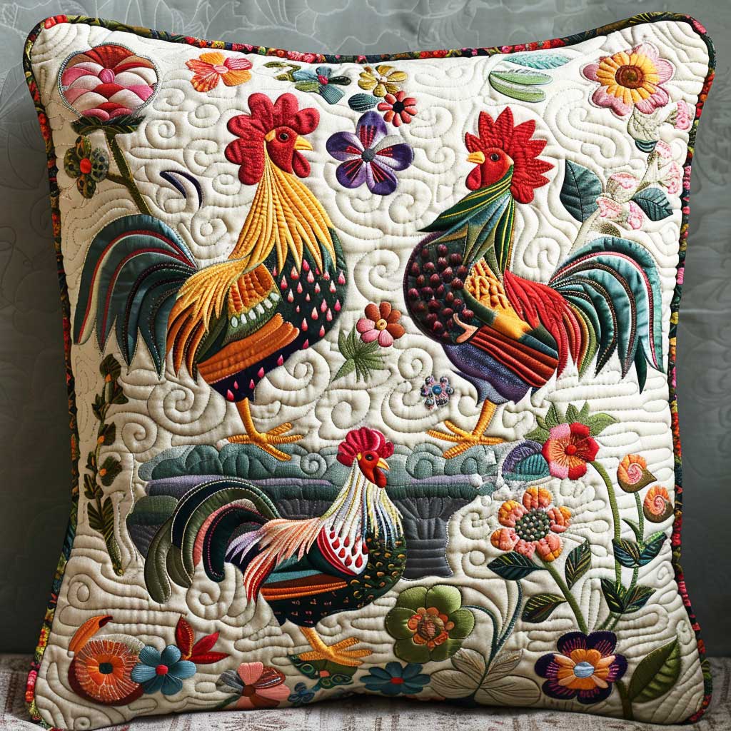 Charming Roosters XR2407016CL Quilt Pillow Case