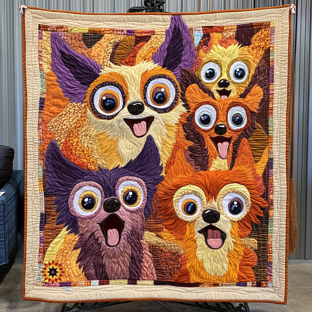 Cheerful Chihuahua WU1212028CL Quilt