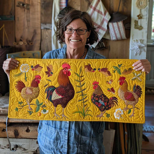 Chicken WJ3107050CL Quilted Table Runner