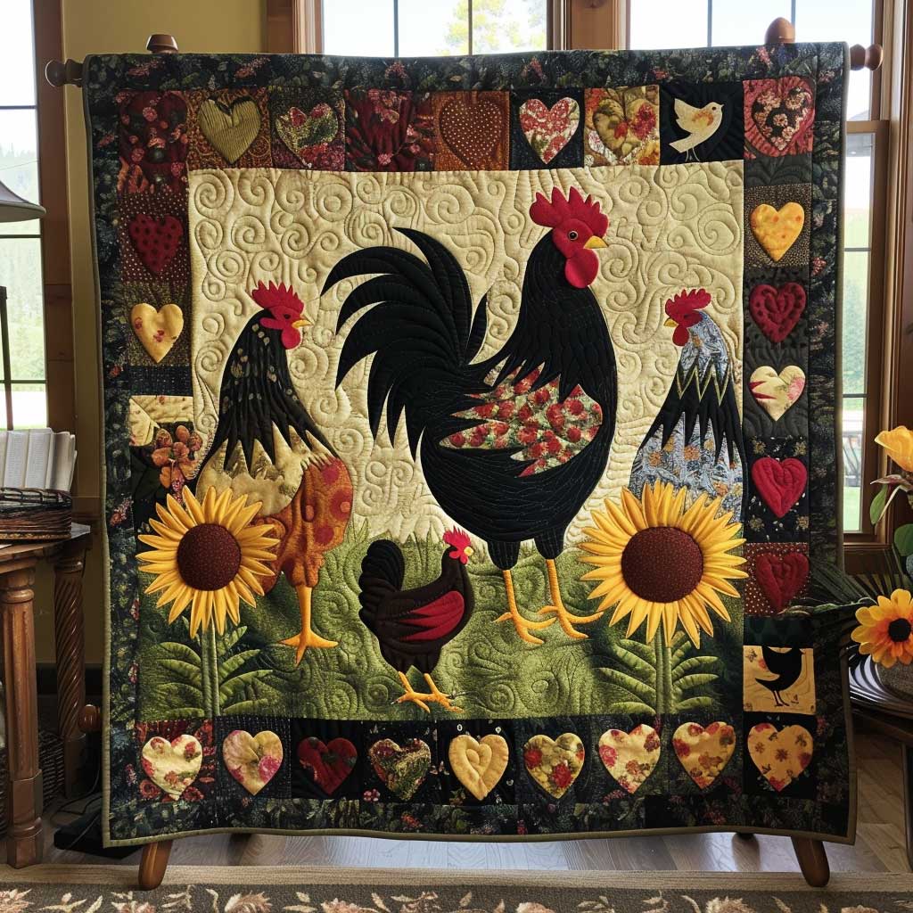 Chickens And Hearts XR1508013CL Quilt