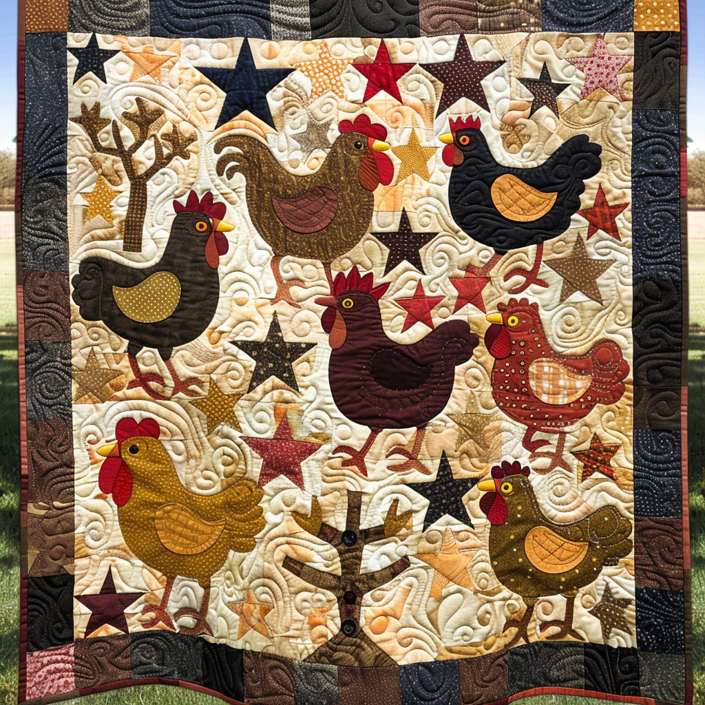 Chickens And Stars XR3105017CL Quilt