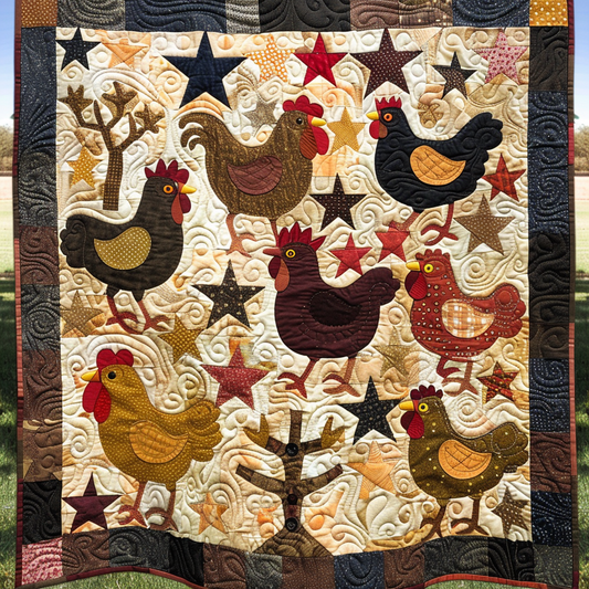 Chickens And Stars XR3105017CL Quilt