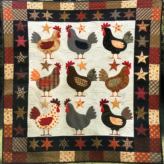 Chickens And Stars XR3105018CL Quilt