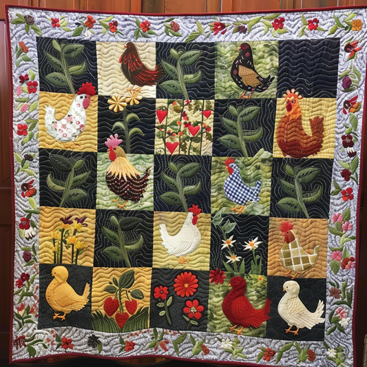 Chickens In Garden XR1805023CL Quilt