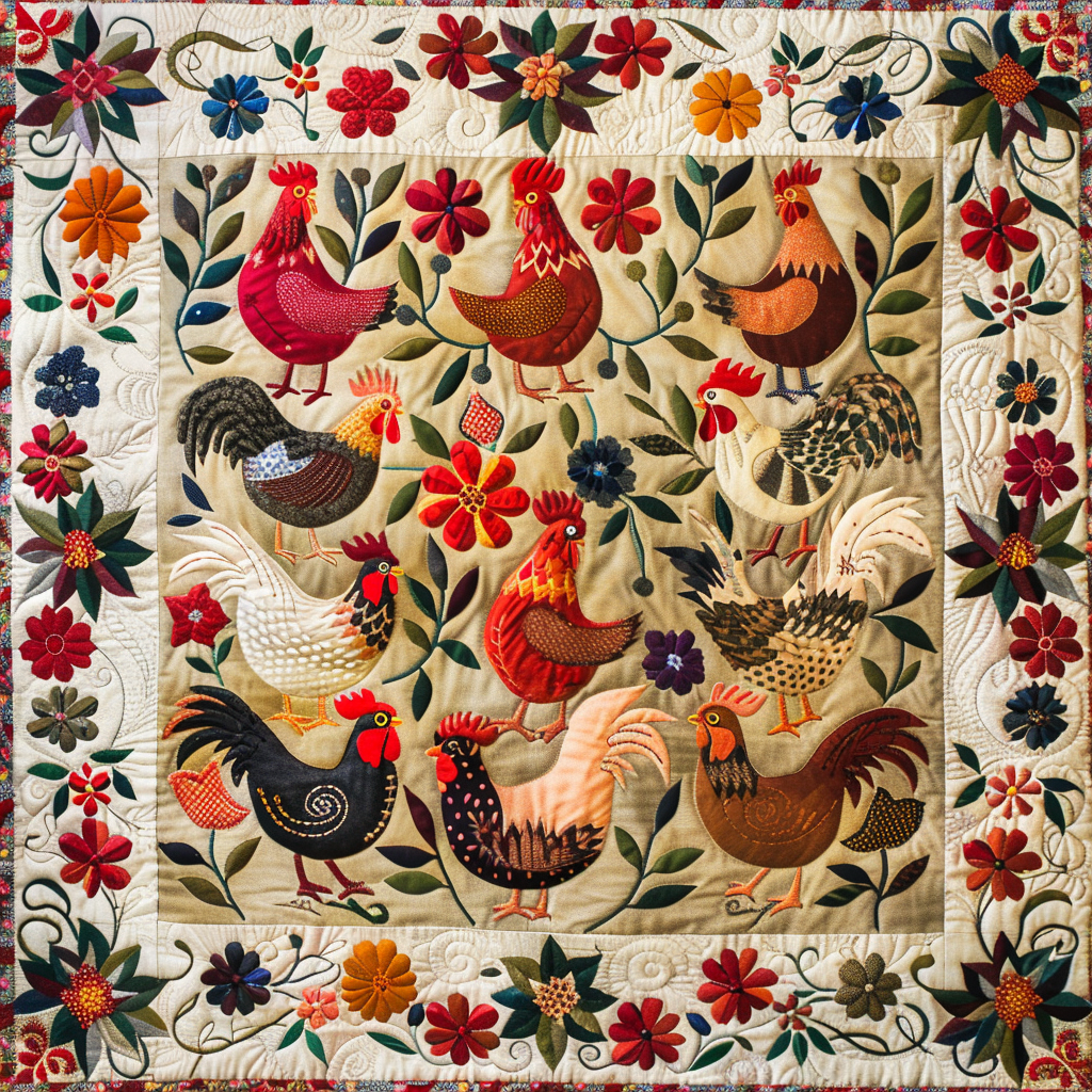 Chickens XR2005012CL Quilt