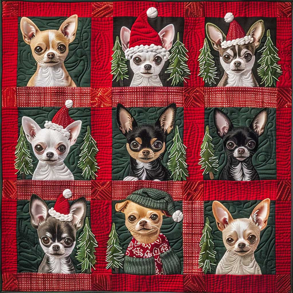 Chihuahuas Love Santa XR1508018CL Quilt