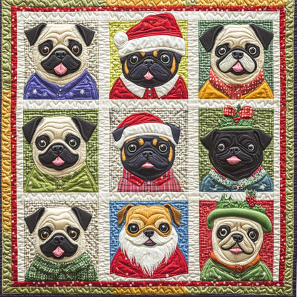 Christmas Pugs XR0108029CL Quilt