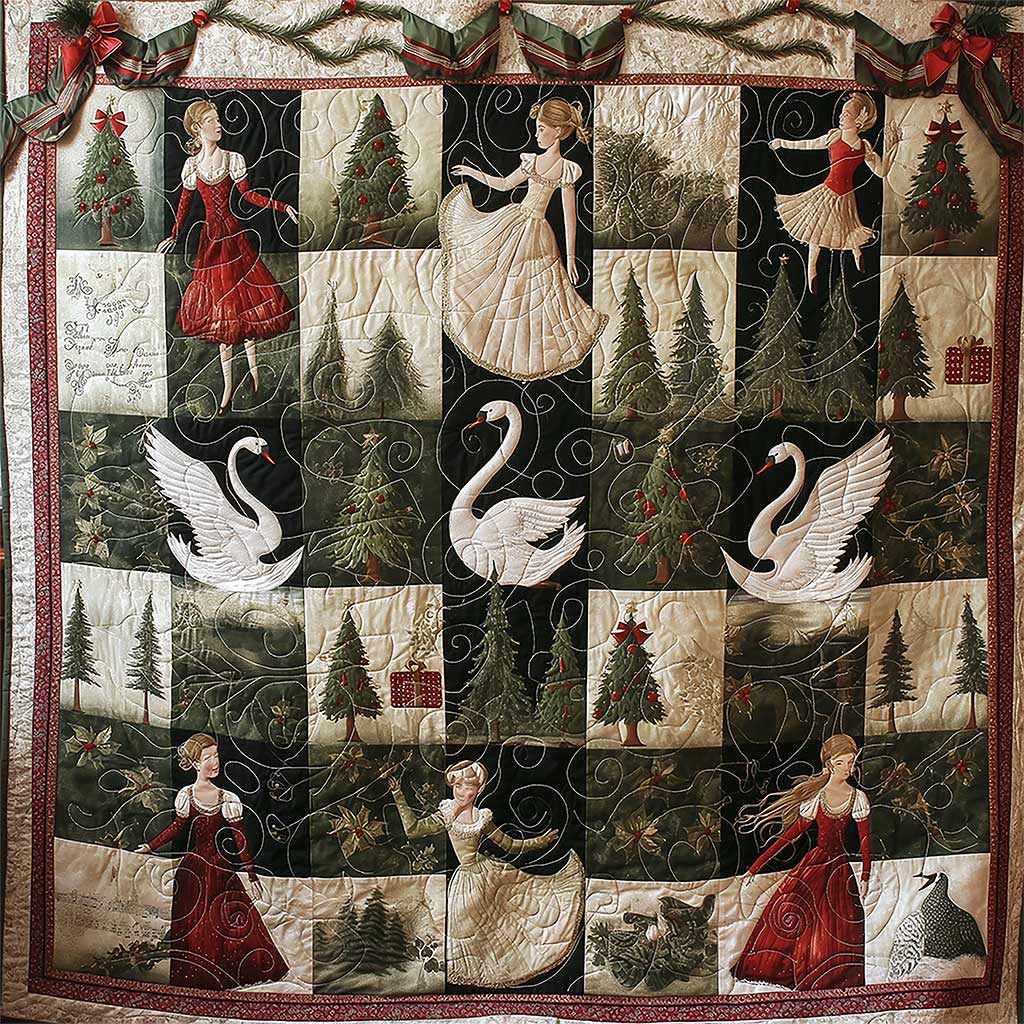 Christmas Swan Girl WJ2106007CL Quilt