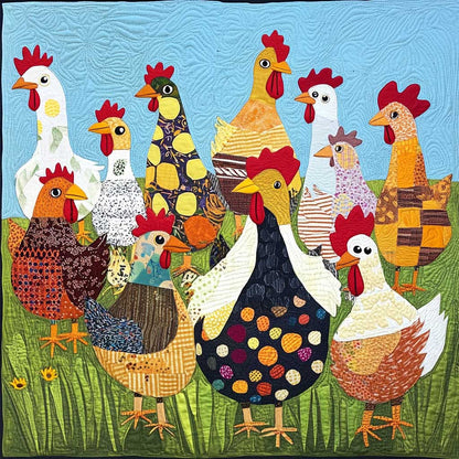 Colorful Chickens XR0608026CL Quilt