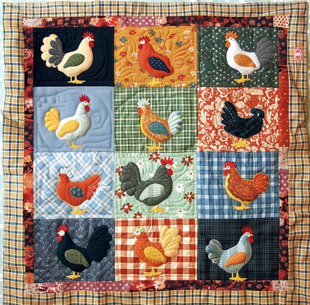 Colorful Chickens XR2806004CL Quilt