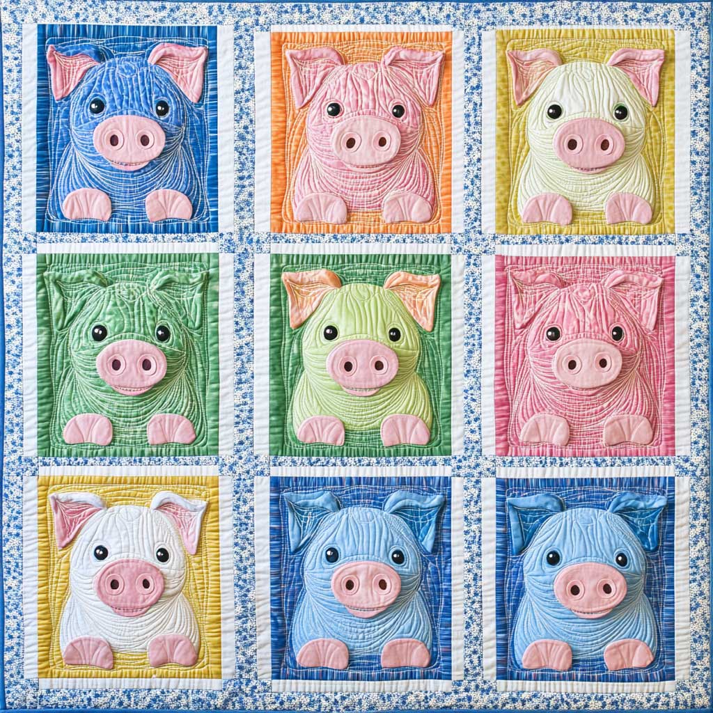 Colorful Pigs XR0708010CL Quilt