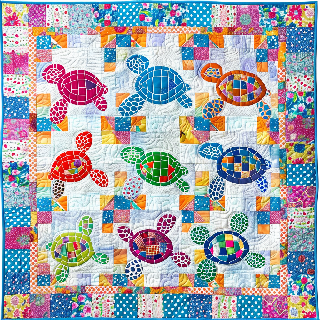 Colorful Turtles XR1206020CL Quilt