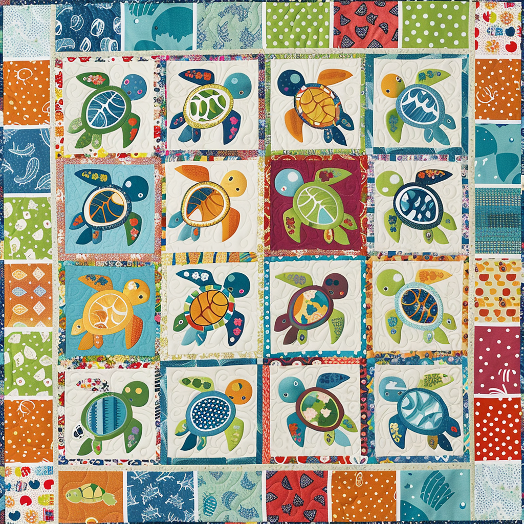 Colorful Turtles XR1206021CL Quilt