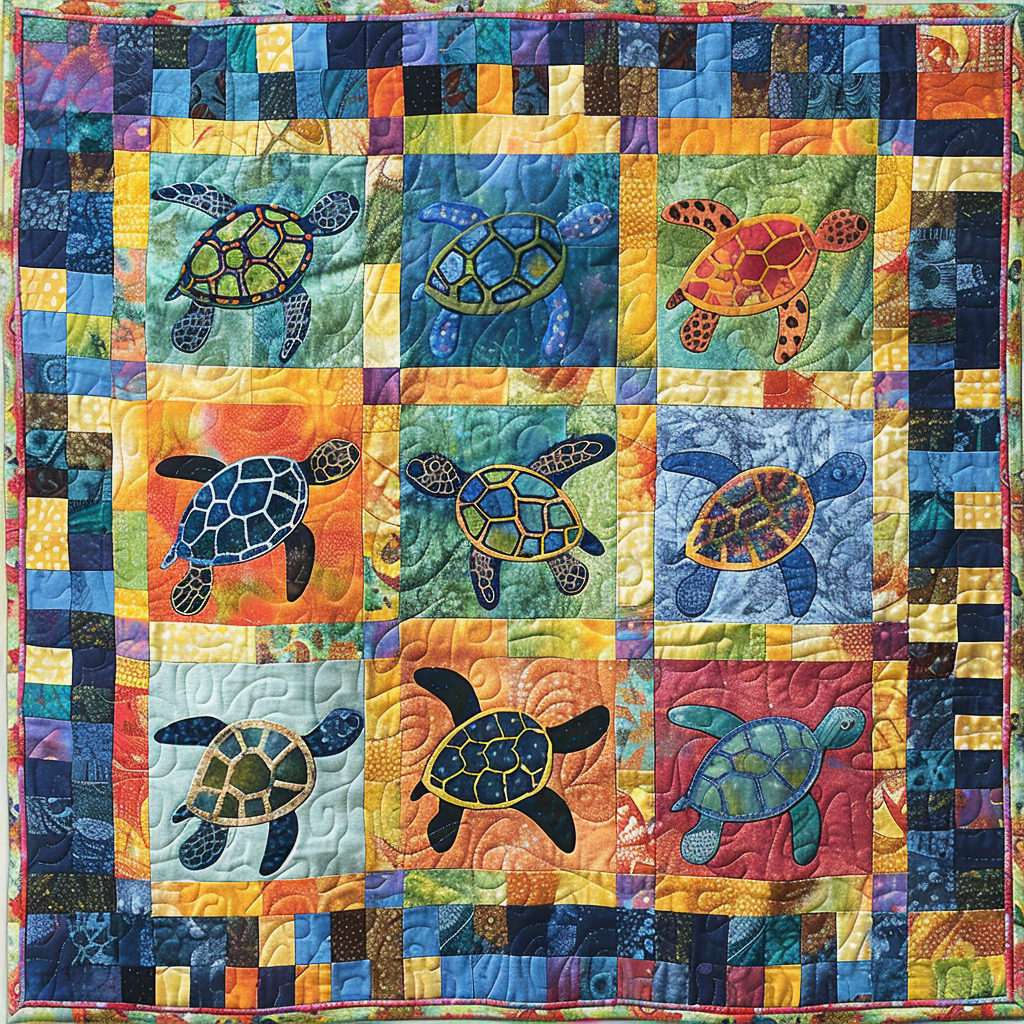 Colorful Turtles XR1206022CL Quilt