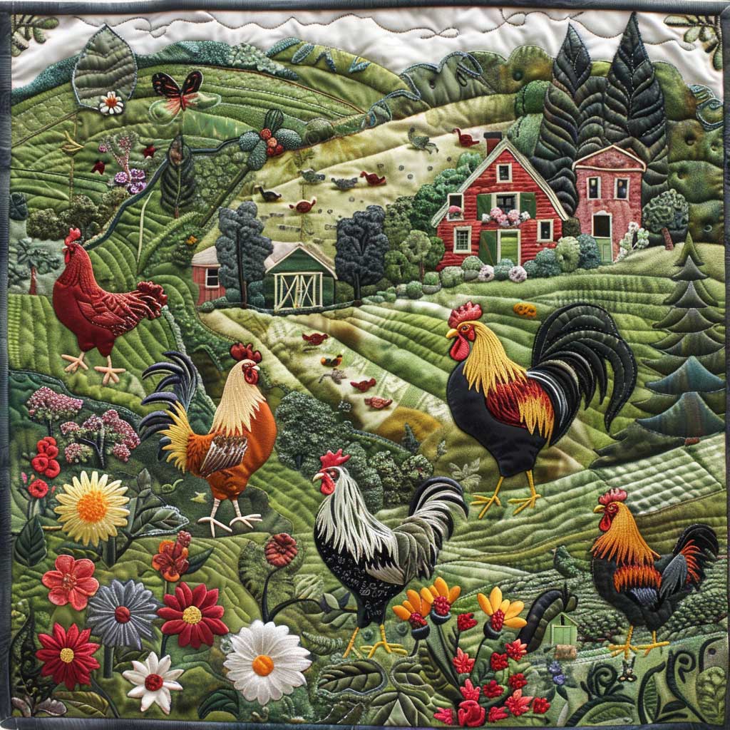 Countryside Chickens XR0908036CL Quilt