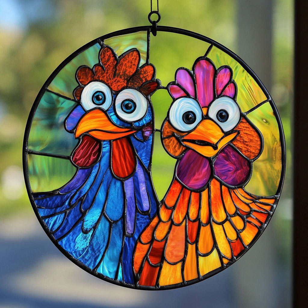 Couple Chicken WU1601008CL Suncatcher