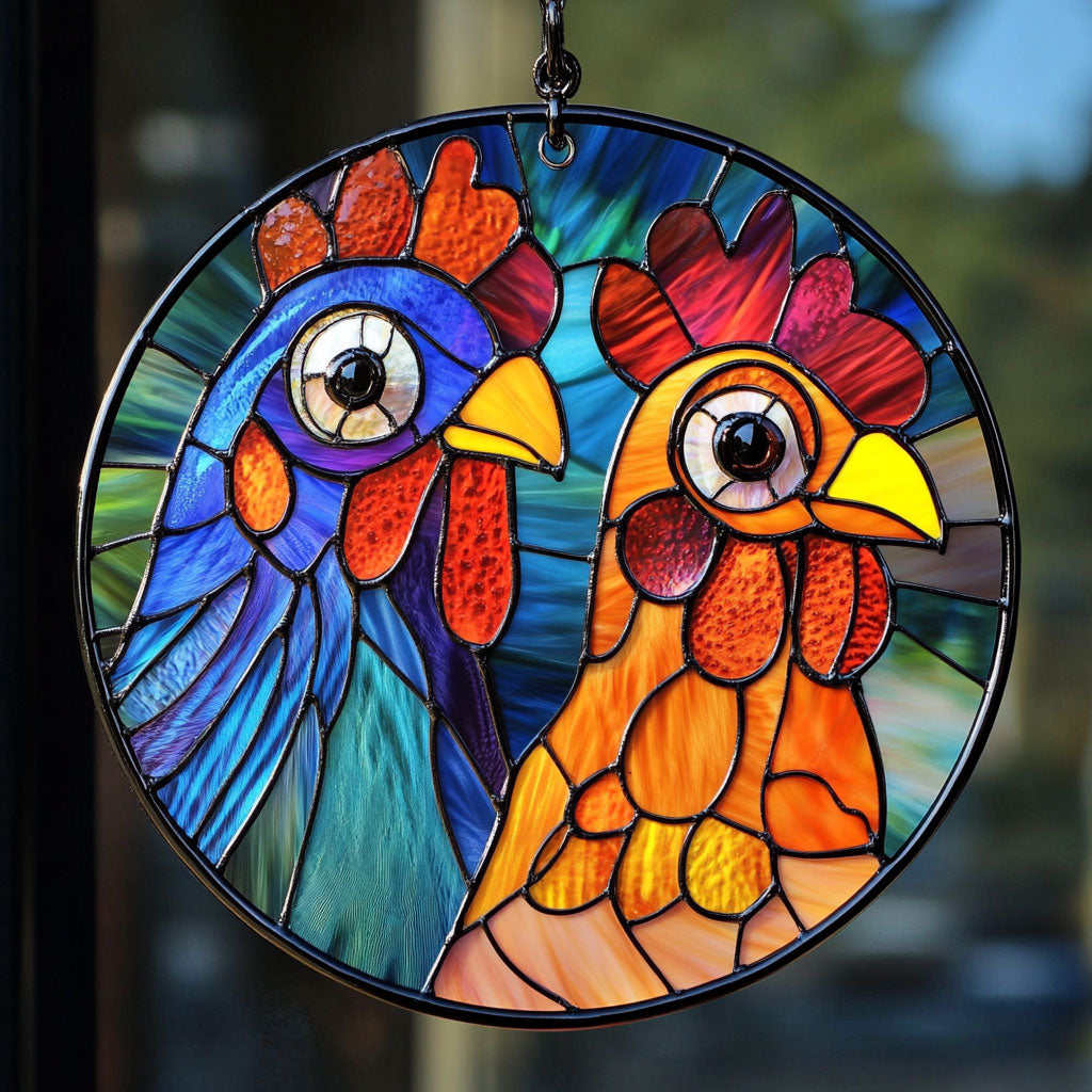 Couple Chicken WU1601072CL Suncatcher