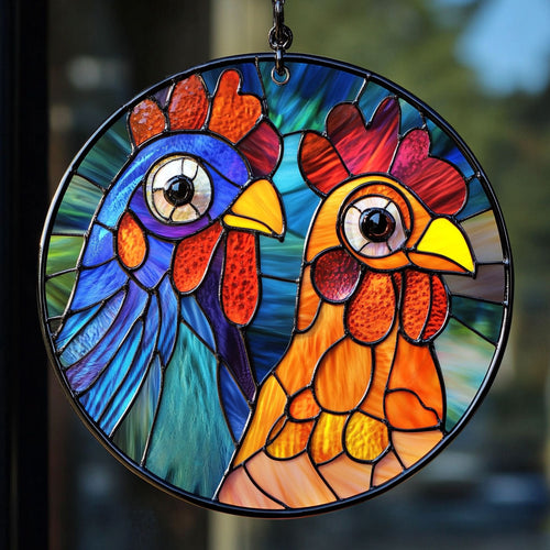Couple Chicken WU1601072CL Suncatcher