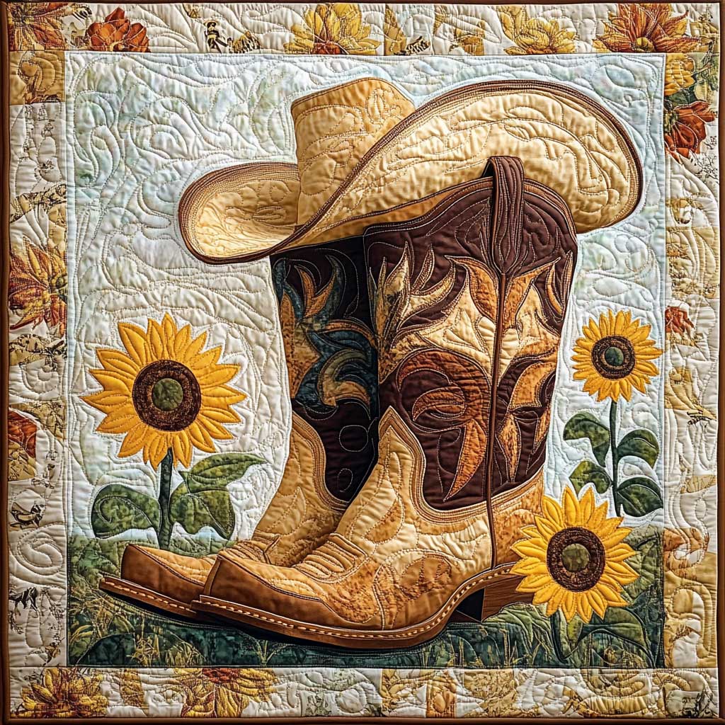 Cowboy Boots And Sunflowers XR1309022CL Quilt