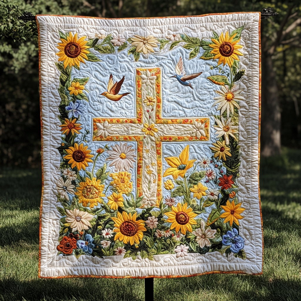 Cross of Light and Flowers YR3112049CL Quilt