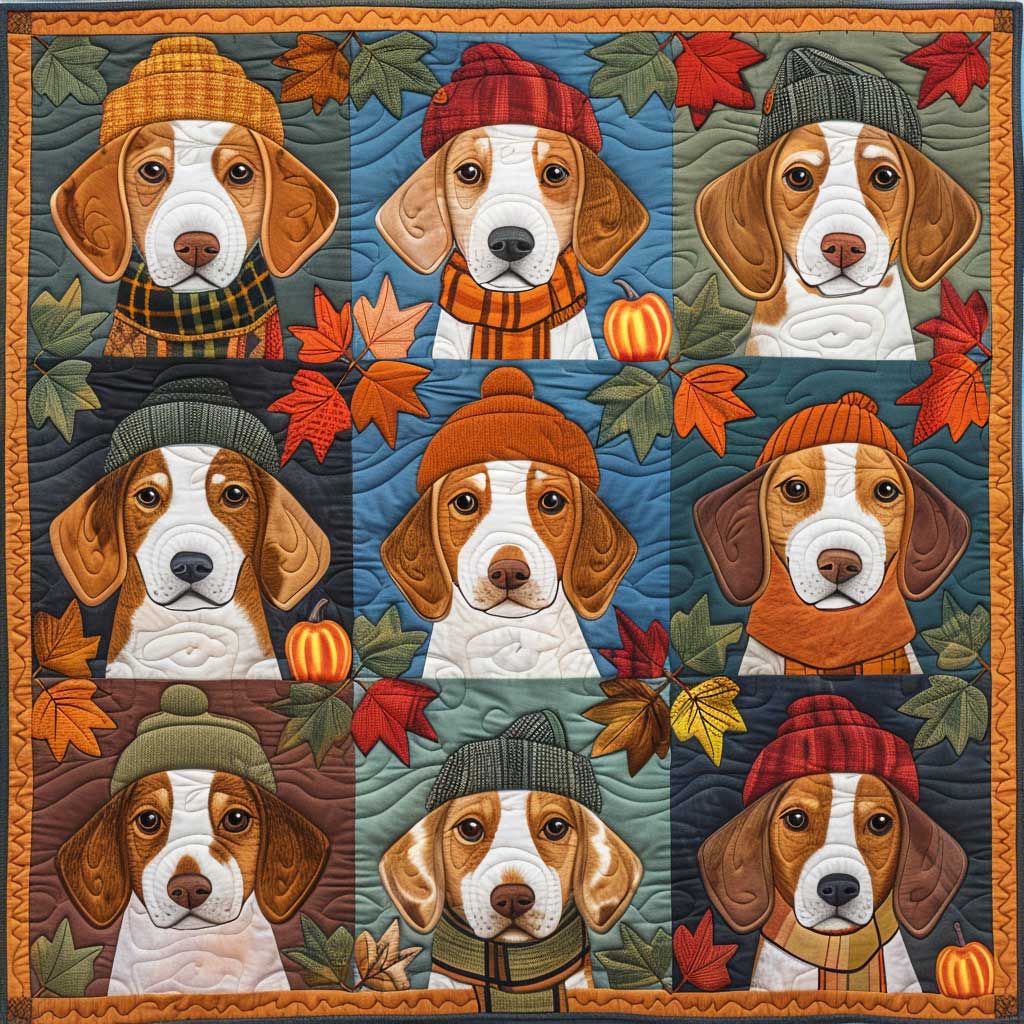 Cute Beagles Wearing Fall XR1908007CL Quilt