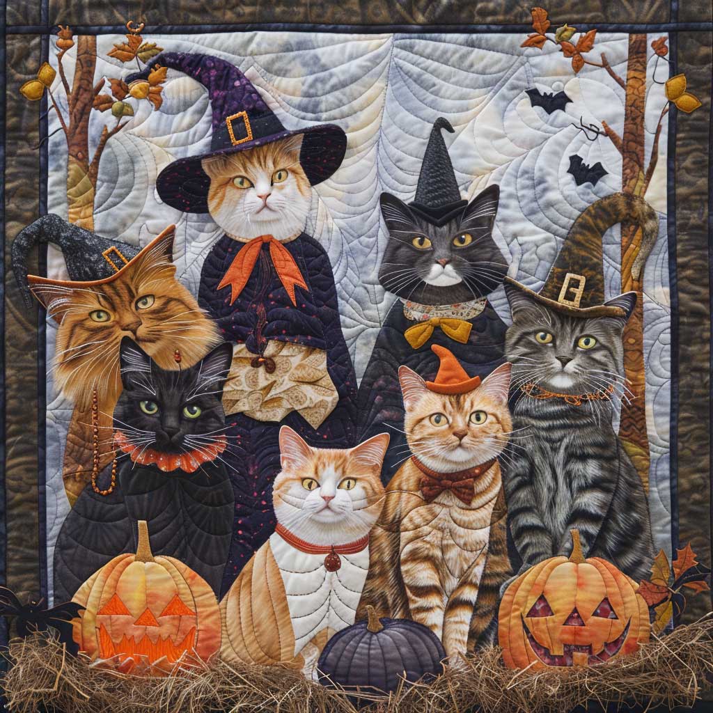 Cute Cats And Hat Witch XR0409027CL Quilt