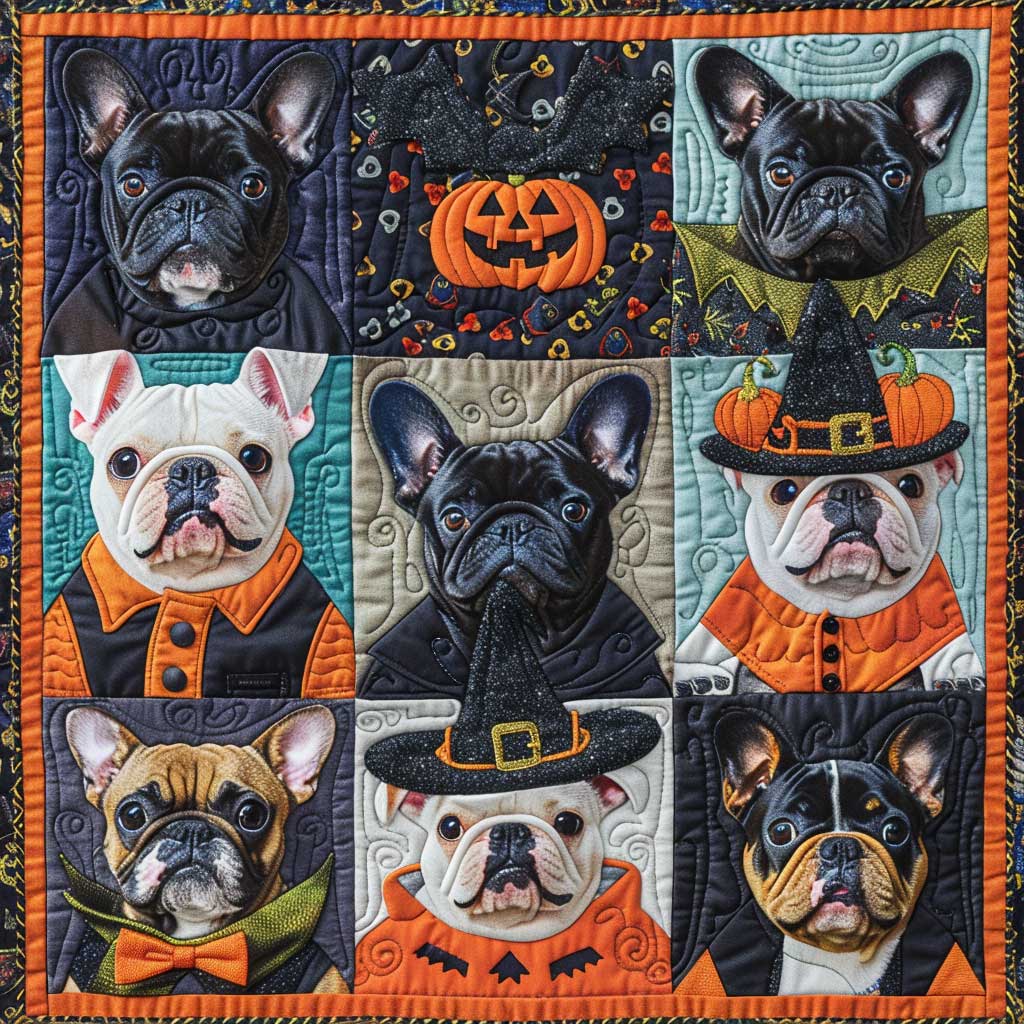 Cute Halloween French Bulldogs XR1908034CL Quilt