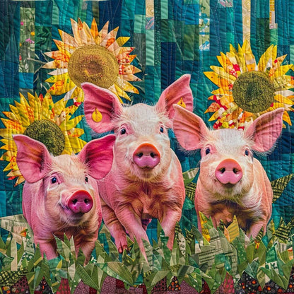 Cute Pigs And Sunflowers XR0207013CL Quilt