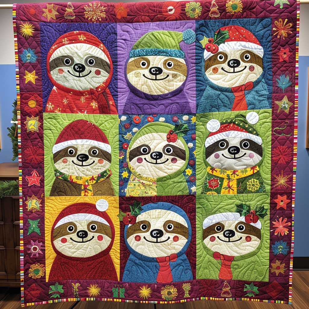 Cute Sloths In Christmas XR2707004CL Quilt