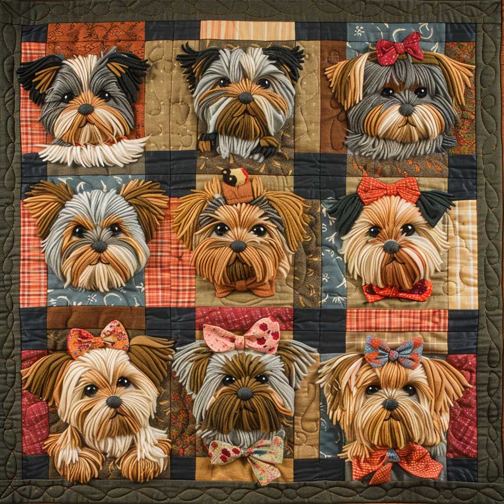 Cute Yorkshire Terrier Dogs WJ1107004CL Quilt