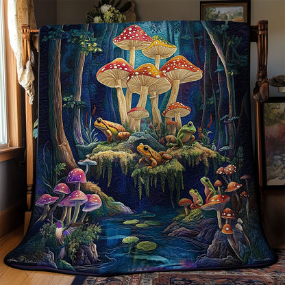 Frog Family Mushroom Forest WY2511025CL Quilt