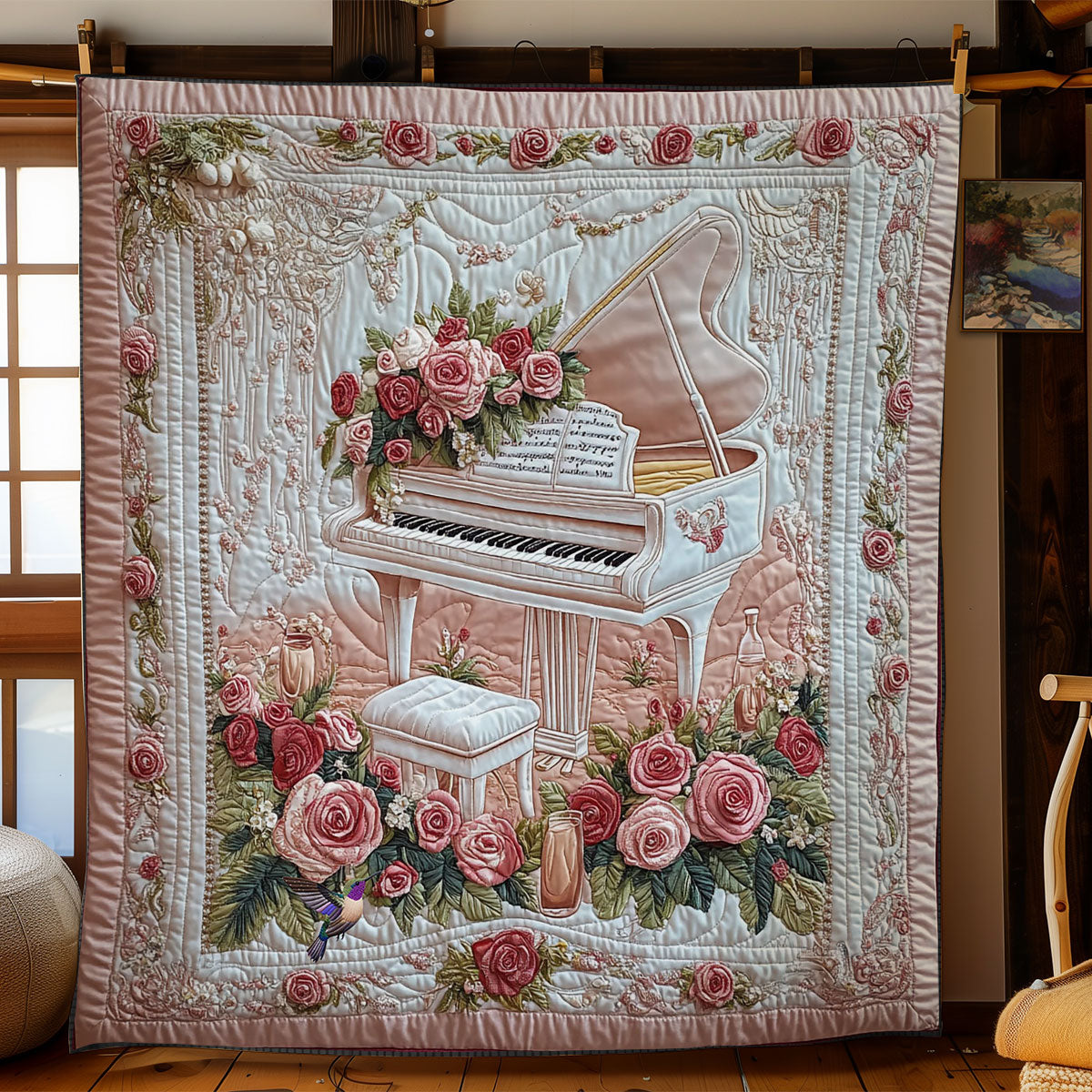 Rose And Piano WY2412074CLQuilt