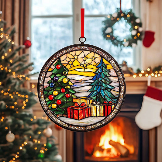 Christmas Tree WJ1410035CL Stained Glass Suncatcher