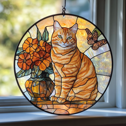 Cat WU0511072CL Stained Glass Suncatcher