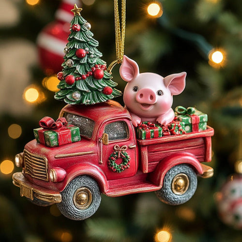 Red Truck Pig XR1810020CL Christmas Ornament