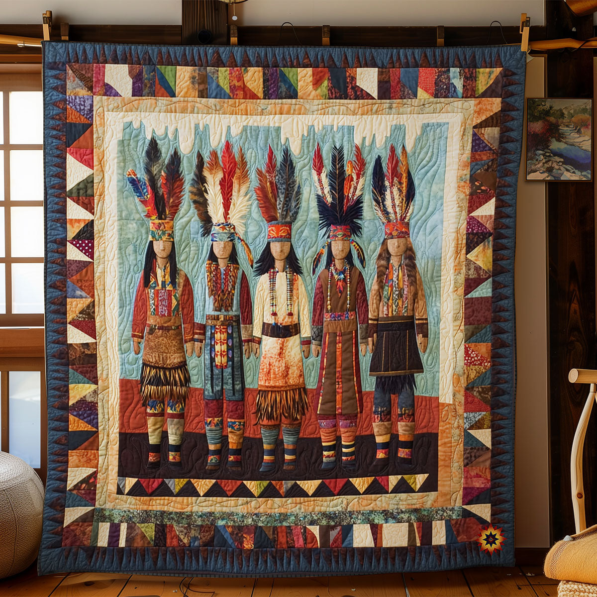Native American Wooden Man WY0811036CL Quilt