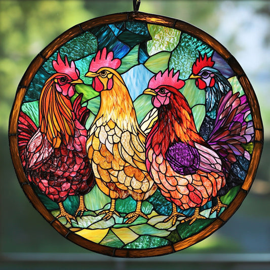 Chicken WU0810005CL Stained Glass Suncatcher