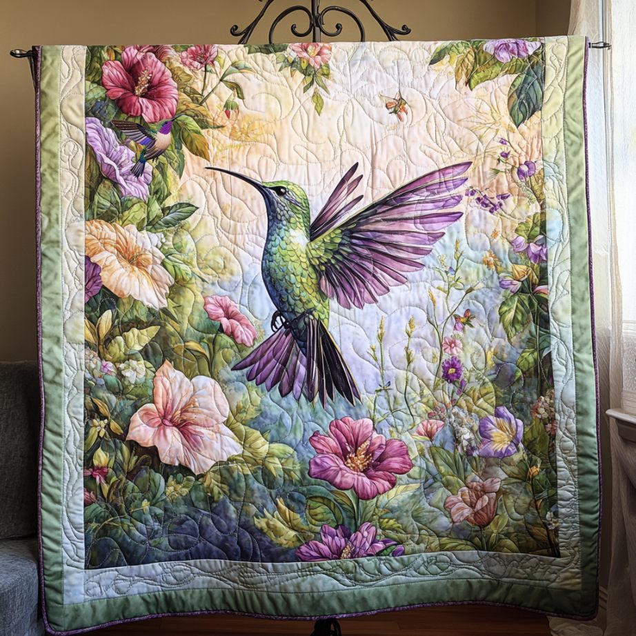 Hummingbird Purple Light  WU0611034CL Quilt