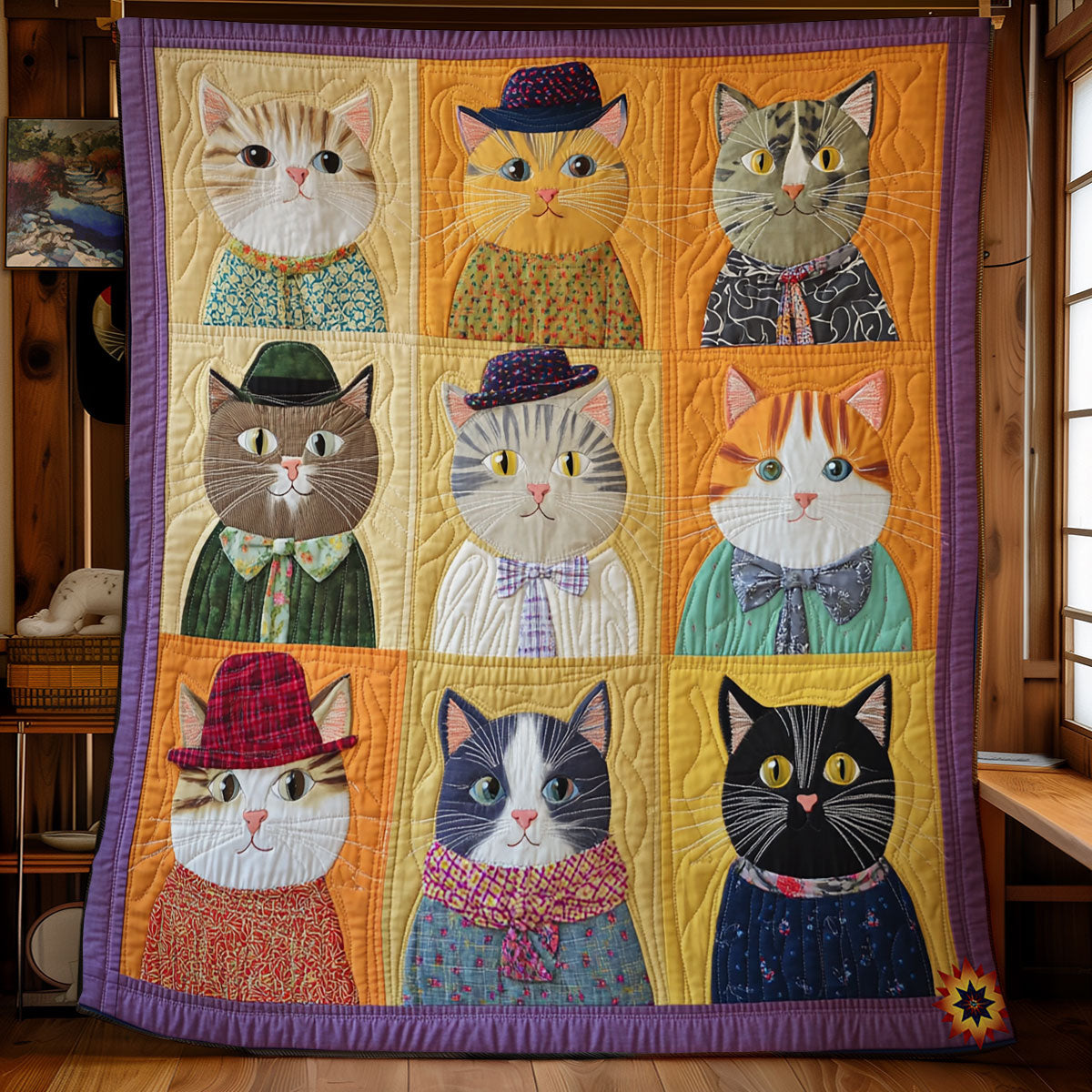 Funny Portrait Cat WY1411011CL Quilt