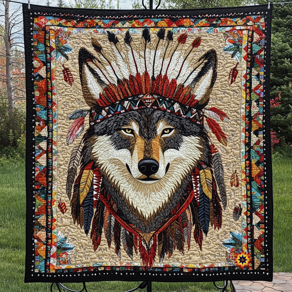 Native American Wolf  WU0410020CL Quilt