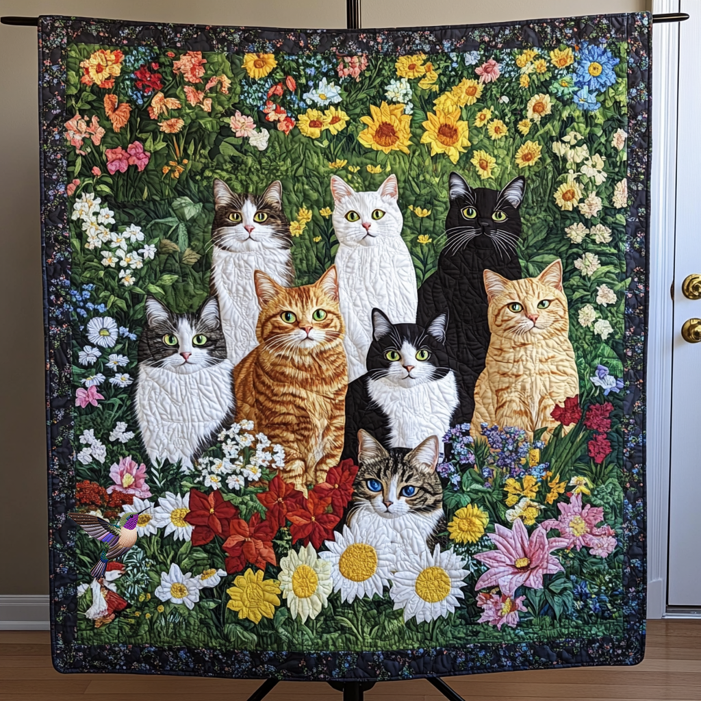 Cat Breeds Flowers YR0312007CL Quilt