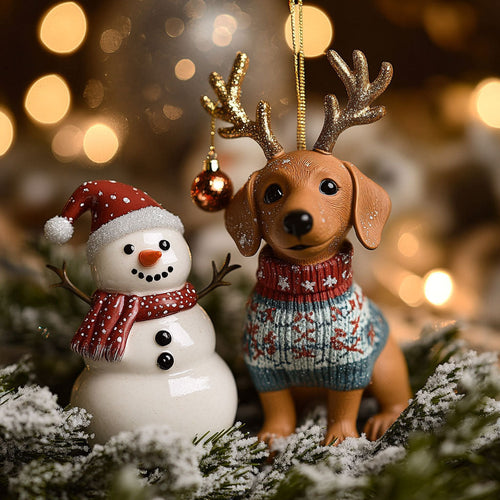 Merry Dachshund Spirit WN1510066CL Christmas Ornament