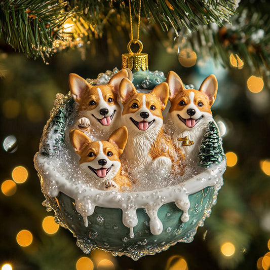 Sweet Corgi Night WN1610104CL Christmas Ornament