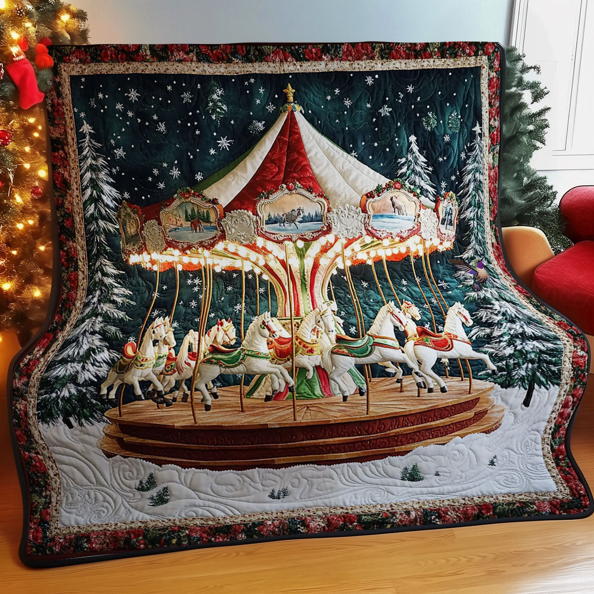 Christmas Carousel WY0312032CL Quilt