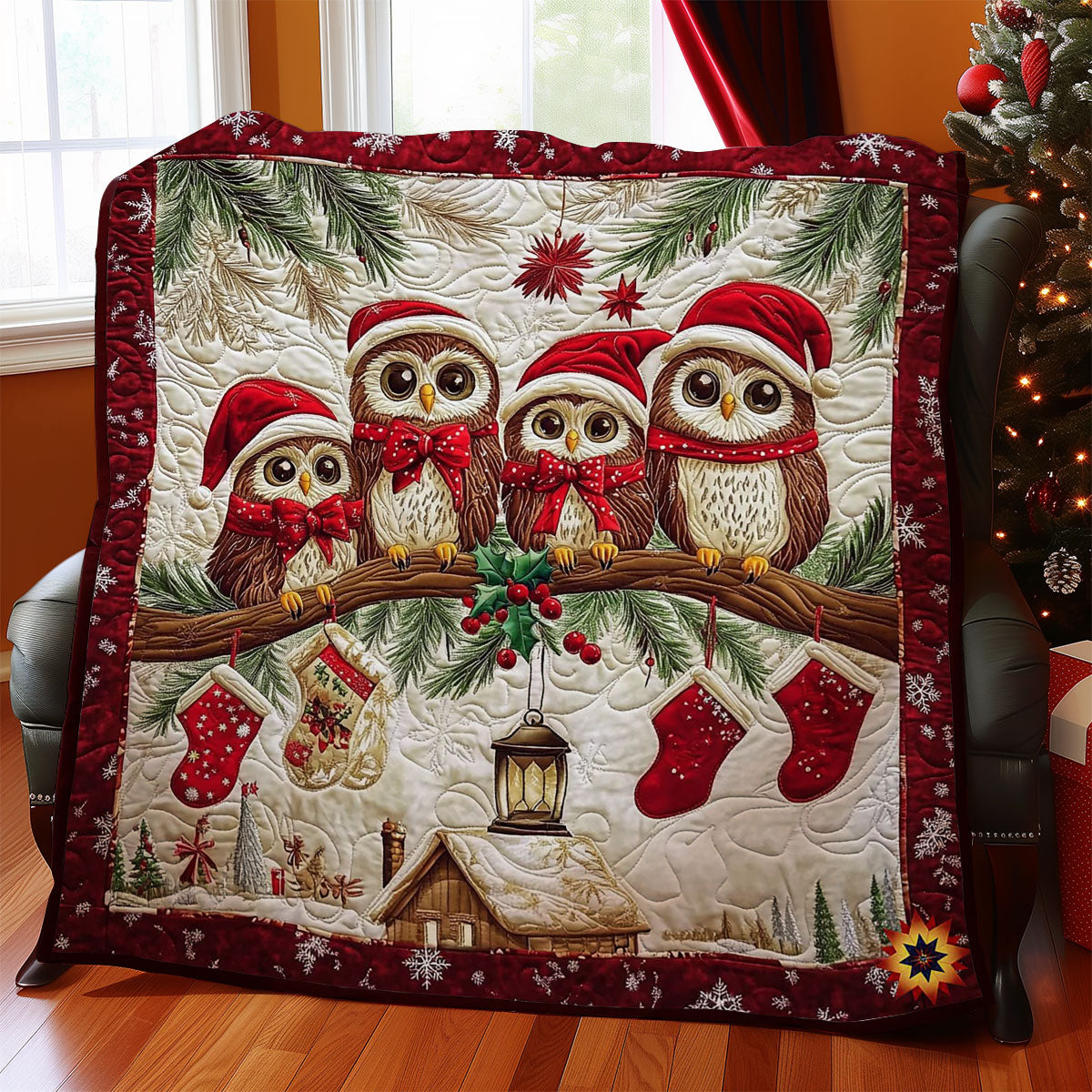 Christmas Of Owl Family WY0512018CL Quilt