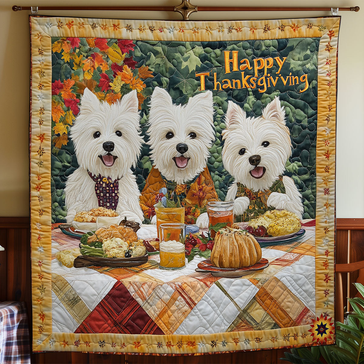 Dog Thanksgiving WY1911090CL Quilt