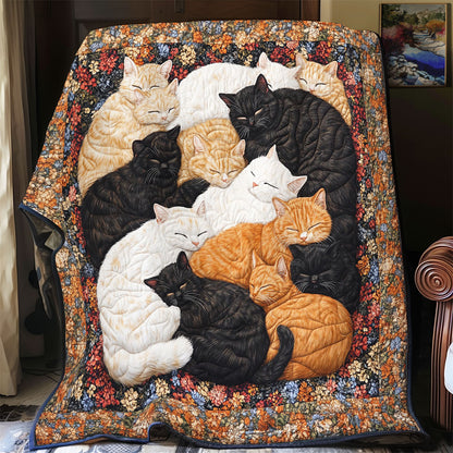 Sleeping Cozy Cat Family WY2101079CL Quilt